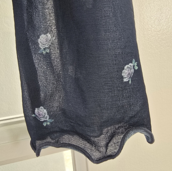 FREE PEOPLE Home Grown Vintage Vibe Mesh Floral Navy Combo Cardigan NWOT - Picture 10 of 13